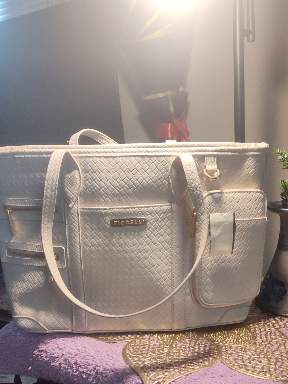 Cream Quilted Tote Bag